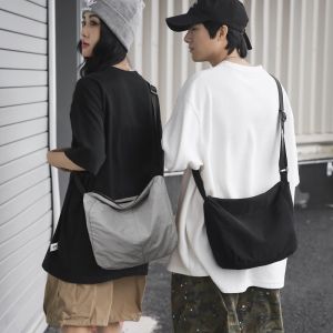 Japanese Style Solid Color Crossbody Bag Womens Mori Leisure Commuters Workwear Hong Kong Style Shoulder Bag Artsy Lightweight Canvas Bag Square Bag