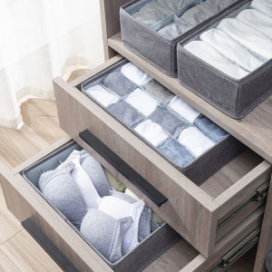 Homy Underwear Storage Box Foldable 6/7/8/24Grids Socks Storage Box Panties Orgsniser Bra Storage Box Drawer Organizer Fabric with Zipper