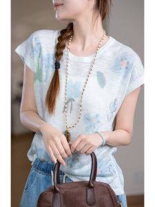 XIAOER | Cool Comfort Cloudy Softness Watercolor Stained Loose Short Sleeve Shirt