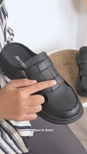THREE & THREE - Sepatu Sandal Women Mules Flat Slip On Bustong Wanita VB100