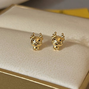 S925 Sterling Silver Dragon Ear Studs Womens Fashionable Zodiac Year of the Dragon Lucky Charm Earrings Korean Style Jewelry
