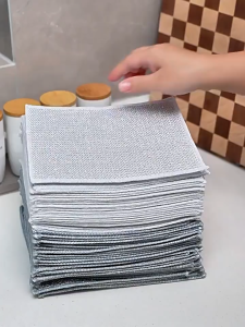 [SG STOCK] Silver Wire Dish Cloth Non Scratch Reusable Kitchen Scrubber Grease Cleaning Cloth for Pots Pans Sink