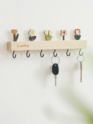 Entrance Wall Mounted Wooden Key Holder Real Wood Cute Decorative Hooks for Coat And Hat Storage Hallway Organizer