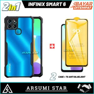PROMO PAKET MURAH 2 IN 1 CASE INFINIX SMART 6 CAMERA CASING TRANSPARANST + TEMPERED GLASS LAYAR