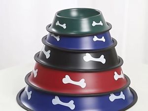 Chén ăn cho Chó Mèo chất inox dày sơn 2 mặt tĩnh điện in hình khúc xương (mẫu mới) - Love Pets Shop