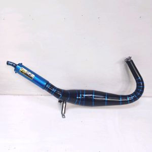 knalpot RX KING Kolong cobra belang hitam biru