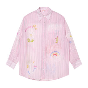 Fashion Sweet Long Sleeve Striped Casual Loose Shirt