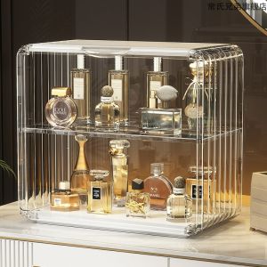 Perfume Shelf Dustproof and Transparent Acrylic Desktop Dresser Lipstick Sample Display Classy Accessible Luxury Storage Box
