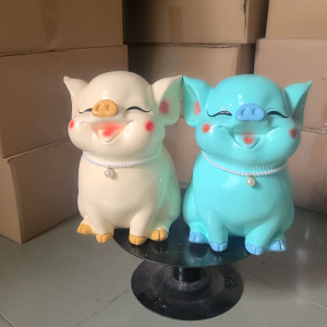 Heo đất tiết kiệm tiền 3D cao cấp sơn bóng màu xanh ngọc