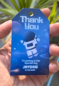Space Boy Birthday Souvenir Tag - Outer Space Dedication Card - Astronaut