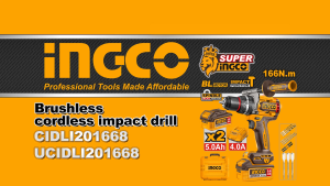 Máy khoan động lực không chổi than dùng pin INGCO CIDLI201668 166Nm máy mạnh khoét xịn