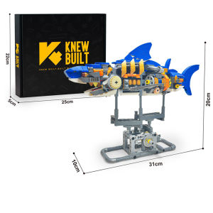Rotating mechanical shark building blocks educational Stem toys gift ornaments for boys and girls