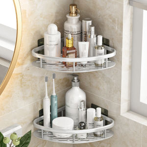 Bathroom 2 Tier Shelf Wall Mount Shower Shelf Without Drilling Shampoo Holder Wall Storage Shelves Corner Shower Bathroom Shelf