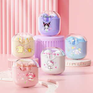 Sanrio | Sanrio EBL19 Tws Wireless Bluetooth Headset Transparent Case Cute Hello Kitty Design Stereo Sound Earphones for All Smartphones