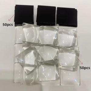 100pcs Glass Ceramic Magnet Fridge Magnet BlackAdhesive Backing and Transparent Clear Glass Dome Cabochons