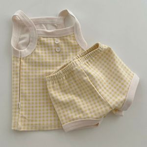 Bộ Đồ Sơ Sinh Cotton Mỏng Mùa Hè Cho Bé Trai Và Bé Gái Quần Áo Trẻ Em Mùa Thu Phong Cách Hàn Quốc Chất Liệu Polyester