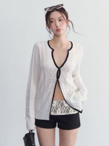 OIOI ESSE | Bộ Quần Áo Len Lụa Kẻ Sọc Hoa Văn Mùa Thu