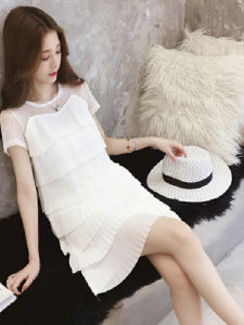 Petite Short 145 Tall 155 Summer XS Womens Chiffon Patchwork Lace Cake Dress Dress