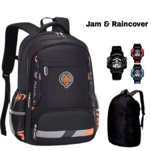 "NIQABIS"Tas Ransel 3in1 Ransel Anak Sekolah Laki Laki SD SMP SMA+Jam+Raincover