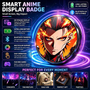 Anime E-Badge Display Pin Dynamic Electronic Badge Anime Merchandise Digital Display Badge Dynamic Gift For Otaku Fans Friends