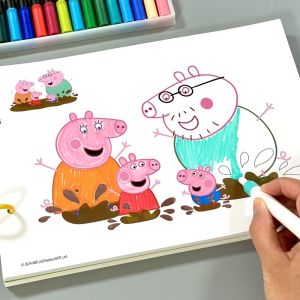 Peppa Pig Marker Pen Set Coloring Book for Children 3-6 Years Old Educational Cartoon Drawing Coloring Book Set Boys Girls