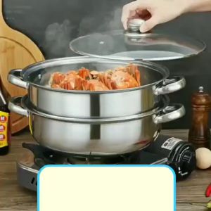 COD - BISA BAYAR DITEMPAT [ DANDANG STEAMER 28CM ] - Dandang Steamer Panci Kukus Stainless / Panci Steamer 2 Susun / Dandang Panci Steamer / Dandang Kukusan Masak Jepang / Panci Memasak / Peralatan Masak