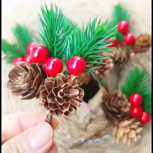 Christmas decoration artificial Christmas tree red pine cone ornaments DIY gift box decoration