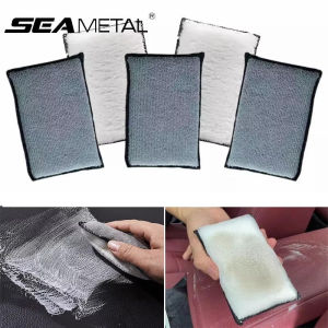 SEAMETAL 2-5Pcs Car Interior Cleaning Sponge Double Side Microfiber Soft Leather Scrubbing Sponge Car Detailing Care Wash Tools