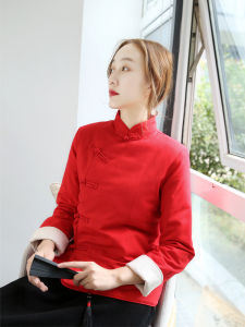 Thickened Short Chinese Style Womens Cotton Jacket Loose Tang Suit Top with Button Vintage Womens Winter Fashion Outerwear