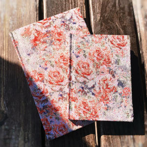 Hebens Initial Kiss Oil Painting Style Rose High Aesthetic Notebook Girls Diary Gift Book Cloth Cover A5 Bound Notebook