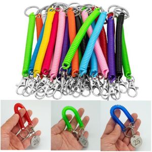 Multifunctional Elastic Retractable Keychain Wrist Spring Spiral Stretchy Lanyard Key Chain Keyring Key Holder For Women Men
