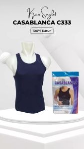 Kaos Singlet Pria Polos Round Neck 100% Katun Cotton Casablanca C333