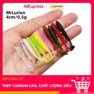 Mrlurion 4Cm Đuôi Chữ T Mềm Mồi Câu Cá Con Sâu Mồi 200 Chiếc Cá Rô Nhỏ Wobbler Bionic Mồi Cho Hồ Bass Giải Quyết