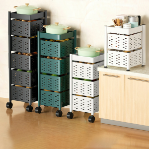 Kệ nhà bếp xoay 360 độ Kệ đa năng 3/4/5 tầng khung thép có bánh xe di chuyển  sơn tĩnh điện chống rỉ ALLIN