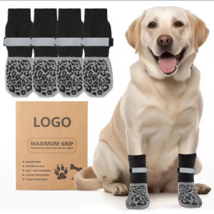 Quiet Indoor Pet Dog Socks Cat Foot Covers Anti-Slip Floor Protector Scratch Proof Lick Proof Soft Cotton Mat for Small Animals