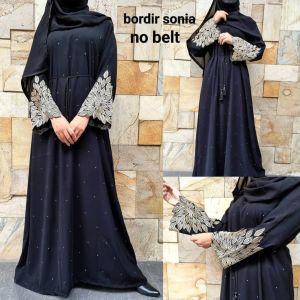 YM DeFashion Gamis ABAYA TURKEY Sonia Bordir ABU BUSUI bahan JETBLACK (1 dress tanpa Jilbab) / Pakaian Muslim ABAYA TURKEY / Dress Muslimah ABAYA TURKEY / Dress Maxi Emma ABAYA TURKEY / Gamis Modern ABAYA TURKEY / Gamis Syari