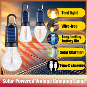 Waterproof Solar Camping Light Bulb With Hook Rechargable Portable Hiking Outdoor Lamp LED Camping Lamp Portable Bulb Light Mini Hook Emergency Light Rechargable Waterproof