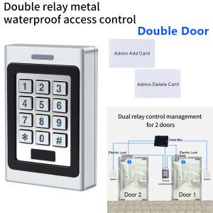 Standalone Double-Door Keypad with 2-Relays Control 2-Doors Pulse Mode Toggle Alarm Output Anti-Duress Users