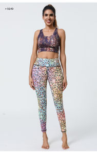 FITCOO กีฬากางเกงโยคะใหม่สำหรับผู้หญิงเลคกิ้งพิมพ์ลายเสือดาวเอวสูงรัดรูปกีฬาและเสื้อผ้าออกกำลังกายโยคะ