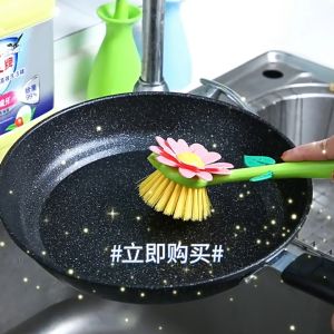 Strawberry.thai แปรงทำความสะอาดอเนกประสงค์ แปรงทําความสะอาดหม้อ รูปดอกไม้ ด้ามจับยาว