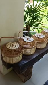 ปิ่นโต ปิ่นโตจีน ปิ่นโตหวาย 1 ชั้น ขนาด 9>10 นิ้ว ปิ่นโตไม้ ตระกร้าสาน กระเช้า กระเช้าของขวัญ ตระกร้าไม้ คาเฟ่ ขนมไทย ใส่อาหาร ใส่ขนม