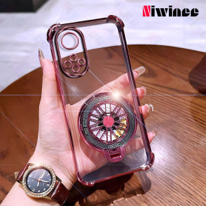 Mạ sang trọng vỏ điện thoại cho OPPO A5 PRO/OPPO A5 PRO 5g bốn góc dày siêu chống rơi Ốp trong suốt với con quay hồi chuyển đứng giá đỡ Vỏ ốp điện thoại chống rơi nds06