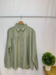 Atasan Wanita Rayon Twill Kemeja Lengan Panjang Mewah Blus Basic Comfort India Dubai Kerah Kemeja Polos Anak Kampus