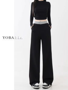 Quần Dài Thường Ngày Màu Đen Cho Nữ Dáng Quả Lê Mùa Xuân Thu Rộng Rãi Quần Thể Thao Ống Rộng Quần Dài Thoải Mái Quần Dài