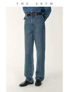 Imported Custom Washed Loose Fit Tapered Vintage Denim Dark Color Jeans