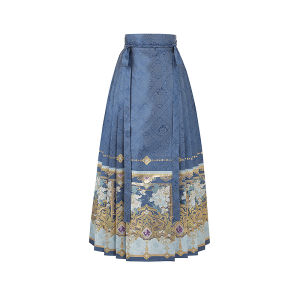 New Chinese Style Womens Hanfu Set Green Gold Embroidered Fan Original Fragrance in Hand Ma Face Skirt Daily Wear Polyester Fiber