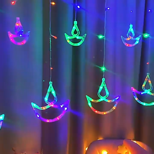 Lampu Diwali 5 Meter Deepavali Lights 158Led Led Candle Diya Light Curtain Lights For Indian Diwali Deepavali Decoration