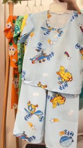 SET 5 Bộ Quần áo Tole Lanh Bé Trai Tay Ngắn Quần Dài - Có 12 Size cho bé 5-35 Kg - Chất vải tôn mềm mại thoáng mát thoải mái