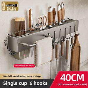 Stainless Steel Multifunctional Knife and Chopstick Holder No-drilling