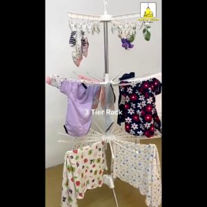 𝗦𝗜𝗠𝗣𝗟𝗘 Rak Pengeringan Pakaian Lipat 3 Tingkat / Ampaian Penyidai Baju / 3 Tier Foldable Clothes Drying Rack